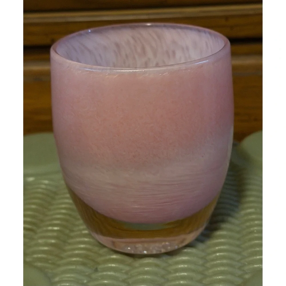 glassybaby Fabulous Pink HandBlown Glass Votive Candle Holder Retired Triskelion
